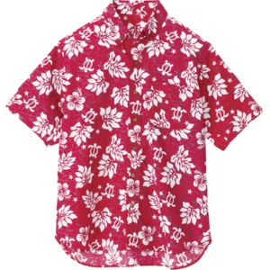 アイトス　ボタンダウンアロハシャツ（ハワイの夜）（男女兼用）　シーティング　レッド　Ｍサイズ　ＡＺ－５６１０９－００９－Ｍ　１着1