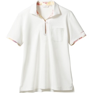 住商モンブラン　ＬＡＵＲＡ　ＡＳＨＬＥＹ　レディースニットシャツ（半袖）　オフホワイト×アメリピンク　Ｓサイズ　ＬＷ２０３－１２－Ｓ　１着1