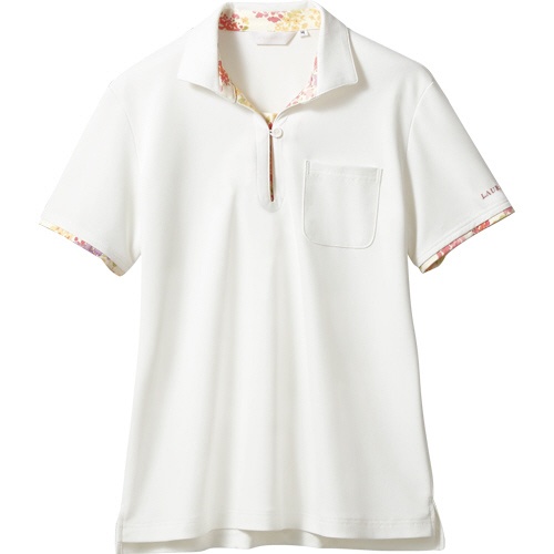 住商モンブラン　ＬＡＵＲＡ　ＡＳＨＬＥＹ　レディースニットシャツ（半袖）　オフホワイト×アメリピンク　Ｍサイズ　ＬＷ２０３－１２－Ｍ　１着1