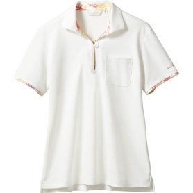 住商モンブラン　ＬＡＵＲＡ　ＡＳＨＬＥＹ　レディースニットシャツ（半袖）　オフホワイト×アメリピンク　ＬＬサイズ　ＬＷ２０３－１２－ＬＬ　１着