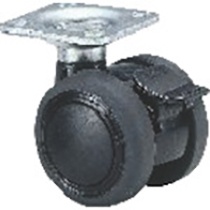 東海キャスター　双輪キャスター　エラストマー車　ストッパー付　φ４０ｍｍ　プレート　黒　ＴＥ４０ＪＳＦ２６Ｘ２６　１個1