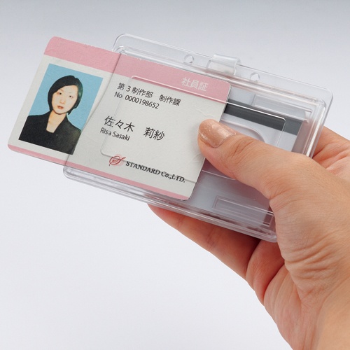 ライオン事務器　ツインＩＤカード専用名札　ヨコ型　ハードタイプ　クリップ付　Ｎ－２１６　１個3