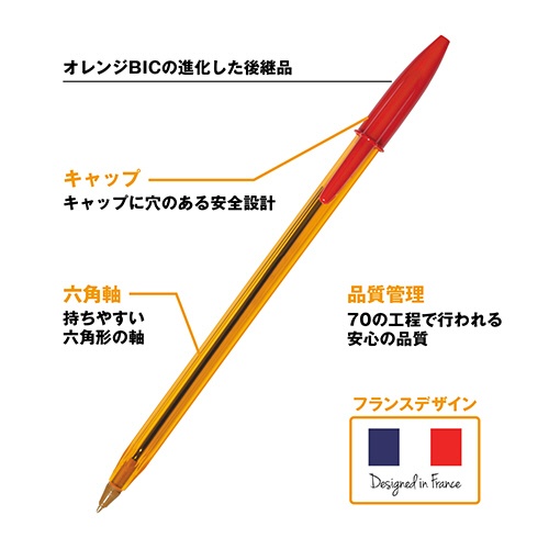 ＢＩＣ　油性ボールペン　クリスタル　オリジナルファイン　０．８ｍｍ　赤　ＣＳＴ－ＯＦ０８ＲＥＤＢ２０　１箱（２０本）3