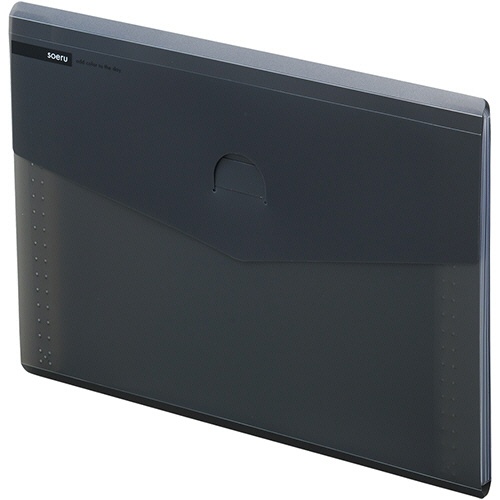 リヒトラブ　ｓｏｅｒｕ　スリムドキュメントファイル（ヨコ型）　Ａ４　６ポケット　スモークブラック　Ａ－８７００－２４　１冊1