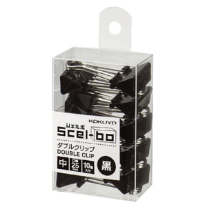 コクヨ　ダブルクリップ（Ｓｃｅｌ－ｂｏ）　個箱タイプ　中　口幅２５ｍｍ　黒　クリ－Ｊ３４ＮＤ　１パック（１０個）1