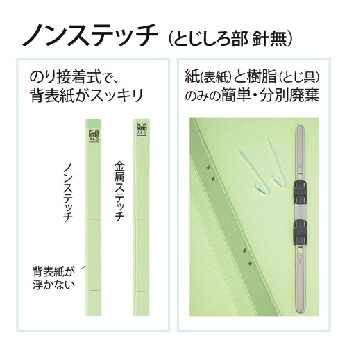 プラス　背補強フラットファイル　Ａ４タテ　１５０枚収容　背幅１８ｍｍ　グリーン　Ｎｏ．０２１Ｓ　１パック（１０冊）6