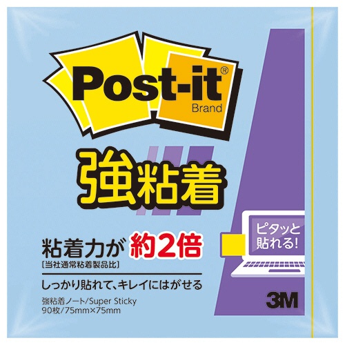 ３Ｍ　ポスト・イット　強粘着ノート　パステルカラー　７５×７５ｍｍ　ブルー　６５４ＳＳ－ＮＢ　１冊1