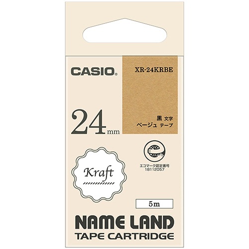 カシオ　ＮＡＭＥ　ＬＡＮＤ　クラフトテープ　２４ｍｍ×５ｍ　ベージュ／黒文字　ＸＲ－２４ＫＲＢＥ　１個1