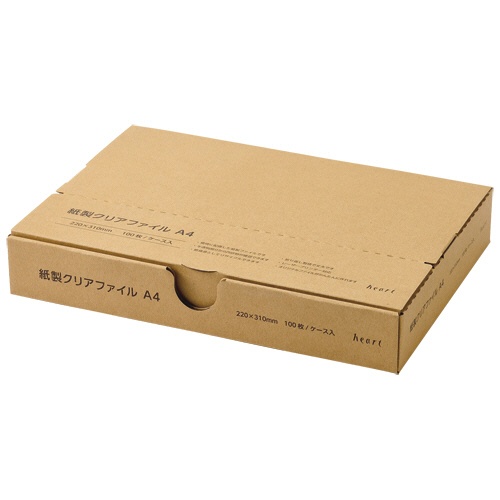 ハート　紙製クリアファイル　Ａ４　ホワイト（片全面半透明）　ＸＷ１１０１　１箱（１００枚）2