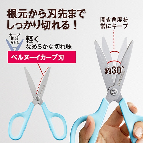 プラス　フィットカットカーブ　スタンダード　抗菌グリップ（左手用）　刃渡り６５ｍｍ　ブルー　ＳＣ－１７５ＳＬ－ＡＢ　ＢＬ　１本4