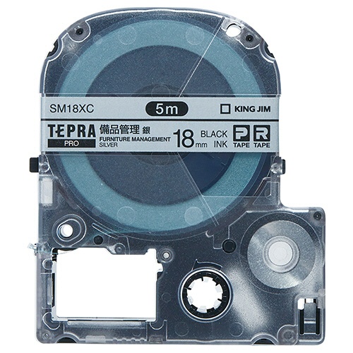 キングジム　テプラ　ＰＲＯ　テープカートリッジ　備品管理ラベル　１８ｍｍ　銀／黒文字　ＳＭ１８ＸＣ　１個1