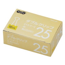 ＴＡＮＯＳＥＥ　ダブルクリップ　中　口幅２５ｍｍ　イエロー　１箱（１０個）2