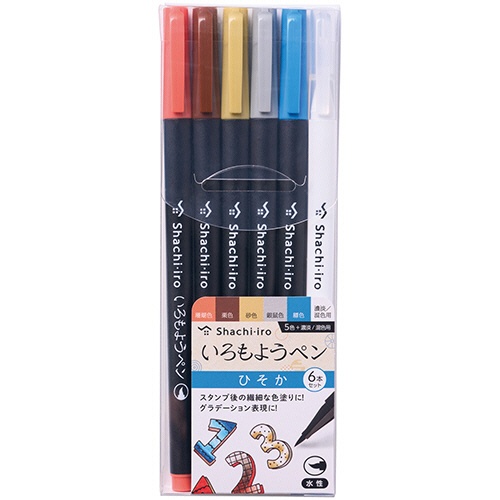 シヤチハタ　いろもようペン　ひそか　６本セット　ＫＰＦＳ－Ｆ／６Ｓ３　１パック1