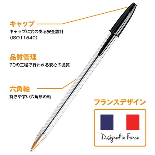 ＢＩＣ　油性ボールペン　クリスタル　ミディアム　１．０ｍｍ　黒　ＣＭＢＬＫ－１０Ｐ　１パック（１０本）4