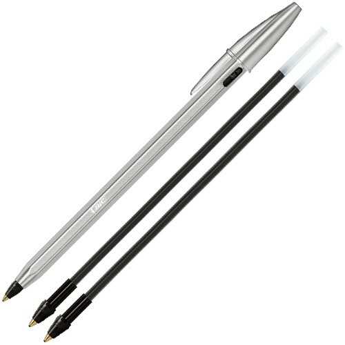 ＢＩＣ　油性ボールペン　クリスタル　ＲｅＮｅｗ　１．０ｍｍ　黒　（１本＋替芯２本入）　ＣＲＢＬＫ－３Ｐ　１箱2