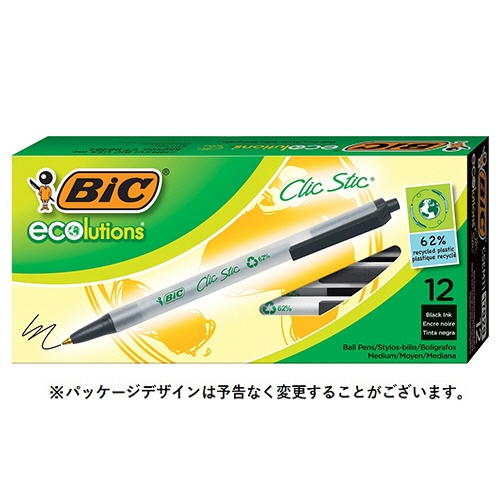 ＢＩＣ　油性ボールペン　ＥＣＯＬＵＴＩＯＮＳ　クリックスティック　１．０ｍｍ　黒　ＥＣＳＢＬＫ－Ｂ１２　１箱（１２本）2