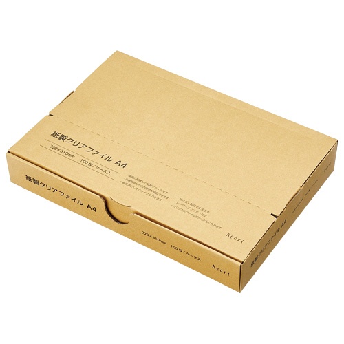 ハート　紙製クリアファイル　名刺差込付　Ａ４　ホワイト（３／４透かし）　ＸＷ１５００　１箱（１００枚）2