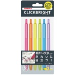 ゼブラ　ノック式蛍光ペン　クリックブライト　６色（各色１本）　ＷＫＳ３０－６Ｃ　１パック