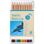 トンボ鉛筆　ハローネイチャー　缶入色鉛筆　１２色（各色１本）　ハンドウイルカ　ＣＢ－ＫＨＮＤＬ０３１２Ｃ　１ケース（１２本）