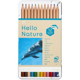 トンボ鉛筆　ハローネイチャー　缶入色鉛筆　１２色（各色１本）　ハンドウイルカ　ＣＢ－ＫＨＮＤＬ０３１２Ｃ　１ケース（１２本）
