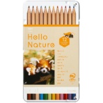 トンボ鉛筆　ハローネイチャー　缶入色鉛筆　１２色（各色１本）　レッサーパンダ　ＣＢ－ＫＨＮＬＰ０３１２Ｃ　１ケース（１２本）