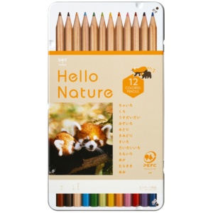 トンボ鉛筆　ハローネイチャー　缶入色鉛筆　１２色（各色１本）　レッサーパンダ　ＣＢ－ＫＨＮＬＰ０３１２Ｃ　１ケース（１２本）1