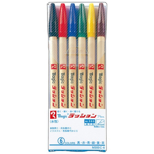 寺西化学　水性サインペン　マジックラッションペン　Ｎｏ．３００　６色（各色１本）　Ｍ３００Ｃ－６　１パック1
