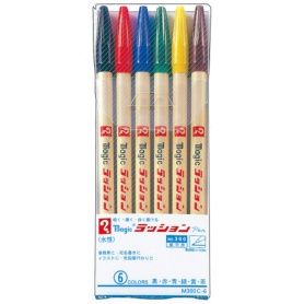 寺西化学　水性サインペン　マジックラッションペン　Ｎｏ．３００　６色（各色１本）　Ｍ３００Ｃ－６　１パック