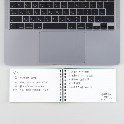 リヒトラブ　Ｍｕｔｕａｌ　オープンリングノート　メモＬサイズ　８穴　５ｍｍ方眼罫　リーフ５０枚付属　マットイエロー　Ｎ－２６７０－５　１冊2