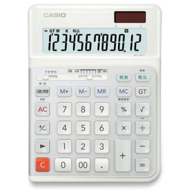 カシオ　人間工学電卓　左手用　１２桁　デスクタイプ　ホワイト　ＤＥ－１２Ｄ－Ｌ－ＷＥ－Ｎ　１台
