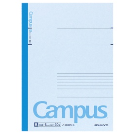 コクヨ　キャンパスノート（カラー表紙）　セミＢ５　Ｂ罫　３０枚　青　ノ－３ＣＢＮ－Ｂ　１冊
