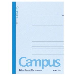 コクヨ　キャンパスノート（カラー表紙）　セミＢ５　Ｂ罫　３０枚　青　ノ－３ＣＢＮ－Ｂ　１冊1