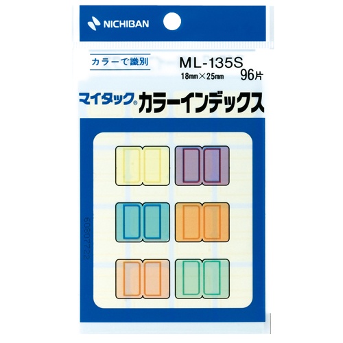 ニチバン　マイタック　カラーインデックス　小　１８×２５ｍｍ　６色　ＭＬ－１３５Ｓ　１パック（９６片：各色１６片）1