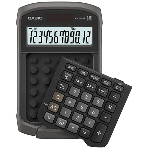 カシオ　防水・防塵電卓　１２桁　ミニジャストタイプ　ブラック　ＷＭ－３２０ＭＴ－ＢＫ－Ｎ　１台5