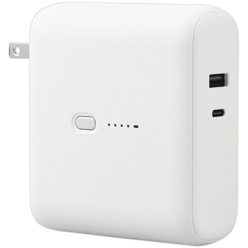 エレコム　ＡＣ充電器一体モバイルバッテリー（２０Ｗ／Ｃ×１＋Ａ×１）　１００００ｍＡｈ　ホワイトフェイス　ＤＥ－ＡＣ０７－１００００ＷＦ　１個1