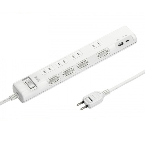 サンワサプライ　節電タップ　２Ｐ・４個口　ホワイト　３ｍ　ＴＡＰ－Ｂ１０７ＵＣ－３Ｗ　１個1