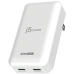 ｊ５　Ｃｒｅａｔｅ　６５Ｗ　ＧａＮ　スリム　ＰＤ対応　ＵＳＢ－Ｃ　２ポート充電器　ホワイト　ＪＵＰ２４６５　１個