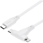 オウルテック　超やわらかでからまりにくい　２ｉｎ１ケーブル　ＰＤ６０Ｗ対応　２．０ｍ　ホワイト　ＯＷＬ－ＣＢＳＣＬＣ２０－ＷＨ　１本