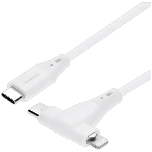 オウルテック　超やわらかでからまりにくい　２ｉｎ１ケーブル　ＰＤ６０Ｗ対応　２．０ｍ　ホワイト　ＯＷＬ－ＣＢＳＣＬＣ２０－ＷＨ　１本1