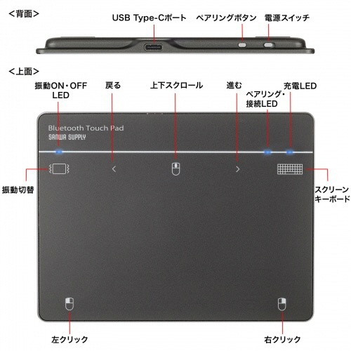 サンワサプライ　Ｂｌｕｅｔｏｏｔｈタッチパッド　ＭＡ－ＰＢ５２１ＧＭ　１個9