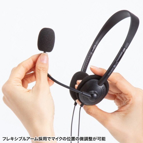 サンワサプライ　４極対応ヘッドセット（マイクミュート付き・軽量）　ＭＭ－ＨＳ４０８ＢＫ　１個4