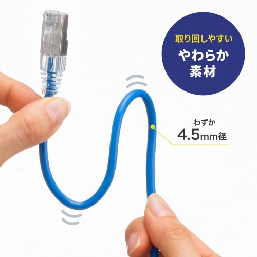 サンワサプライ　カテゴリ７　ＬＡＮケーブル（スリム・やわらか・ツメ折れ防止コネクタ）　ブルー　０．５ｍ　ＫＢ－ＳＬ７ＹＳ－００５ＢＬ　１本7