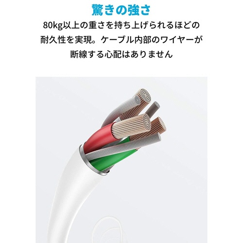 アンカージャパン　ＡＮＫＥＲ　ＰｏｗｅｒＬｉｎｅ　ＩＩ　ライトニングケーブル　０．３ｍ　ホワイト　Ａ８４３１０２２　１本3