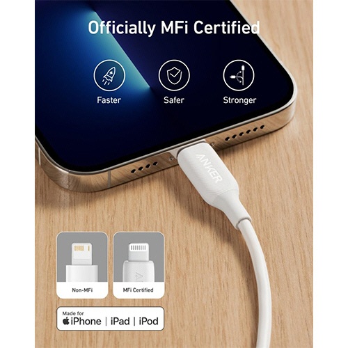 アンカージャパン　ＡＮＫＥＲ　ＰｏｗｅｒＬｉｎｅ　ＩＩＩ　ライトニングケーブル　０．９ｍ　ホワイト　Ａ８８１２０２１　１本3