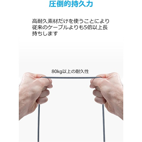アンカージャパン　ＡＮＫＥＲ　ＰｏｗｅｒＬｉｎｅ＋　ＵＳＢ－Ｃ＆ＵＳＢ－Ａ　ケーブル（ＵＳＢ３．０対応）　１．８ｍ　グレー　Ａ８１６９０Ａ１　１本7