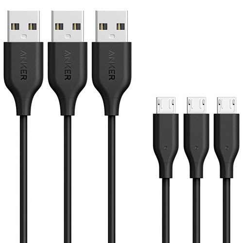 アンカージャパン　ＡＮＫＥＲ　ＰｏｗｅｒＬｉｎｅ　Ｍｉｃｒｏ　ＵＳＢ　ケーブル　０．９ｍ　ブラック　Ｂ８１３２０１６　１パック（３本）1