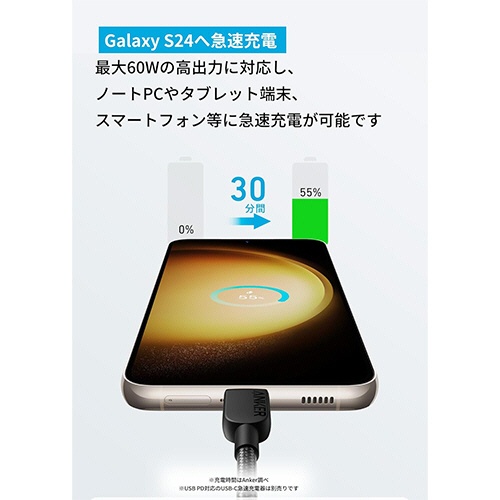 アンカージャパン　ＡＮＫＥＲ　３１０　高耐久ナイロン　ＵＳＢ－Ｃ＆ＵＳＢ－Ｃ　ケーブル　０．９ｍ　ブラック　Ｂ８１Ｅ５０１１　１パック（２本）2