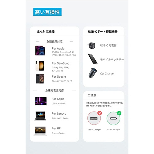 アンカージャパン　ＡＮＫＥＲ　３１０　高耐久ナイロン　ＵＳＢ－Ｃ＆ＵＳＢ－Ｃ　ケーブル　０．９ｍ　ブラック　Ｂ８１Ｅ５０１１　１パック（２本）5