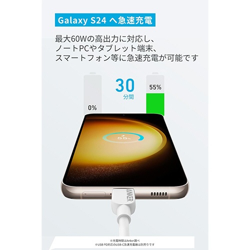 アンカージャパン　ＡＮＫＥＲ　３１０　ＵＳＢ－Ｃ＆ＵＳＢ－Ｃ　ケーブル　０．９ｍ　ホワイト　Ａ８１Ｅ１０２１　１本2