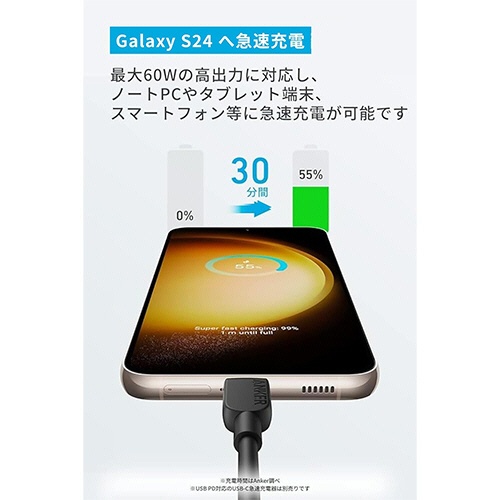 アンカージャパン　ＡＮＫＥＲ　３１０　ＵＳＢ－Ｃ＆ＵＳＢ－Ｃ　ケーブル　３．０ｍ　ブラック　Ａ８１Ｅ３０１１　１本2